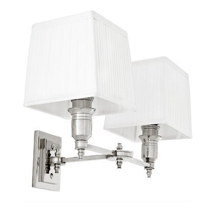 Vegglampe Lexington, dobbel nikkel/hvit Vegglampe Lexington, dobbel nikkel/hvit