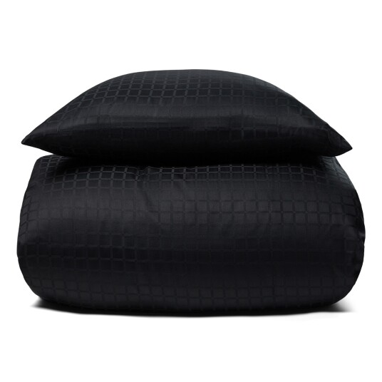 Borg Living Luksuriøst dobbelt sengetøy - 240x220 cm - 100% bomullssateng - Daisy sort - By Night jacquardvevd king size sengesett