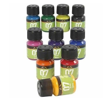 Creativ Company Permanent Glass Paint - Set of 10 Colors 30ml