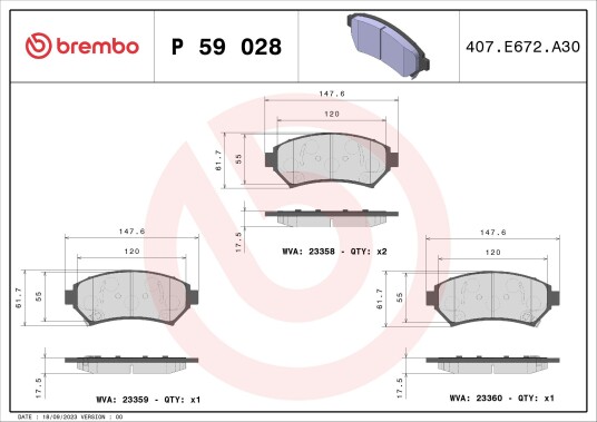 Bremseklosser BREMBO P 59 028