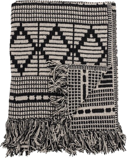 Bloomingville pledd resirkulert bomull 130x160 cm Svart Bloomingville pledd resirkulert bomull 130x160 cm Svart