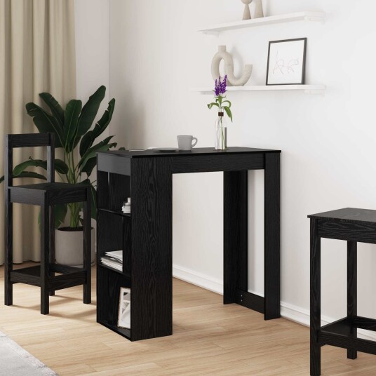 vidaXL Barbord med hylle Svart Eik 102 x 50 x 103,5 cm Konstruert tre