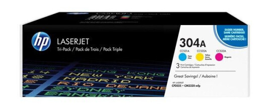 HP 304A / CF372AM 3-Pack Yellow Cyan Magenta Toner - Laser toner Blå HP 304A / CF372AM 3-Pack Yellow Cyan Magenta Toner - Laser toner Blå