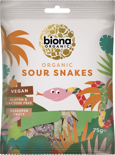 Biona Vingummi Syrlige Slanger Øko - 75 g