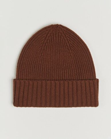 Robert Mackie Kingswell Ribbed Wool/Cashmere Beanie Brown Robert Mackie Kingswell Ribbed Wool/Cashmere Beanie Brown
