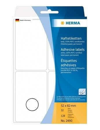 HERMA labels - 128 label(s) - 52 x 82 mm HERMA labels - 128 label(s) - 52 x 82 mm