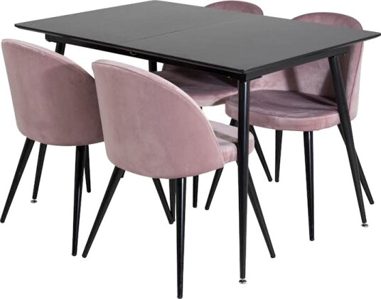 Spisegruppe Venture Home Silvia med Innleggsplate og 4 Valentina Stoler