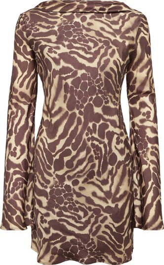 Malina Cezanne Low Back Satin Mini Dress   Beige   40