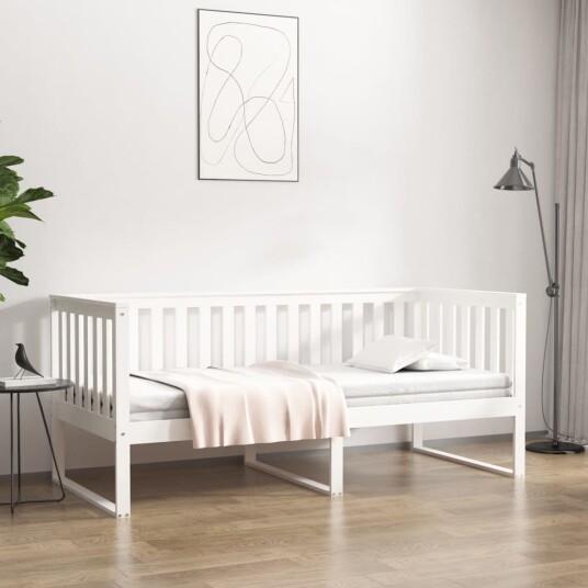 vidaXL Dagseng hvit 90x200 cm heltre furu