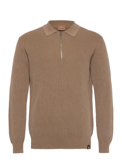 Mos Mosh Gallery Mmgroyce Zip Polo Knit - Beige - M
