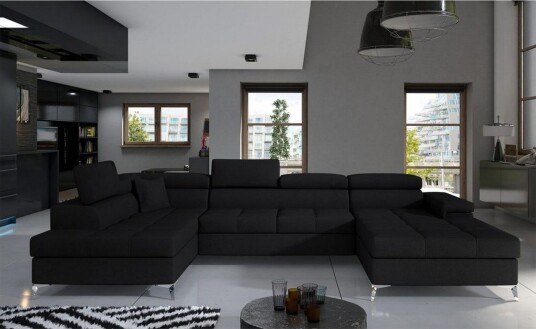 Seksjon Eltap Eduardo 337x205x88 cm Sawana 14 Svart Venstre