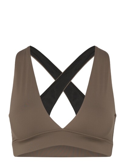 Casall V Neck Crossback Bikini Top   Brown   34