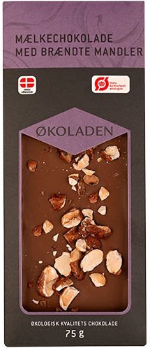 Økoladen Melkesjokolade med brente mandler Øko - 75 g Økoladen Melkesjokolade med brente mandler Øko - 75 g