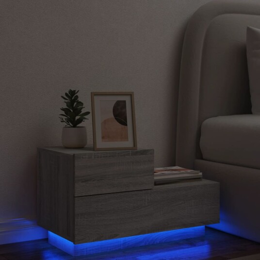  Nattbord med LED grå sonoma 70x36x40,5 cm 8721012253667