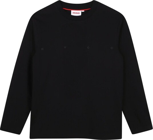 Hugo Kids Long Sleeve T Shirt   BLACK   152