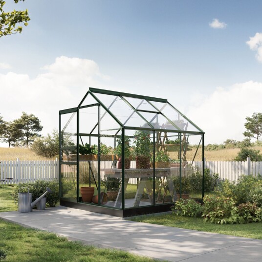 Drivhus Bruka Grønnlakkert Glass, 3,7 M²