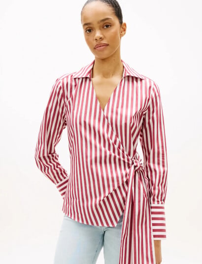 Tommy Hilfiger Poplin Knot Blouse With Ls Red 36 Tommy Hilfiger Poplin Knot Blouse With Ls Red 36
