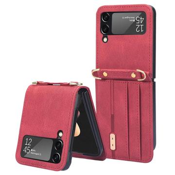 Samsung Galaxy Z Flip4 Hybrid-deksel med Kortholder Rød