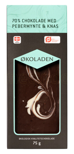 Økoladen Sjokolade Peppermynte/knas Ø 70% 75g Økoladen Sjokolade Peppermynte/knas Ø 70% 75g