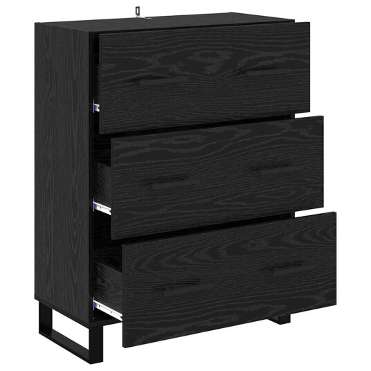 Serviesskap Svart Eik 69,5 x 34 x 90 cm Ingeniørtre og jern