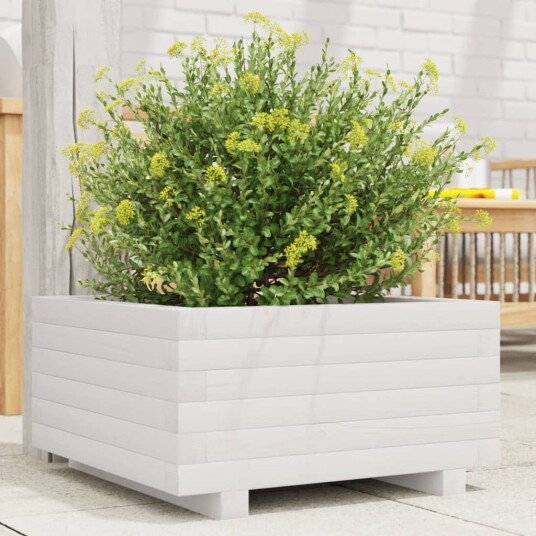 Plantekasse hvit 50x50x26,5 cm heltre furu