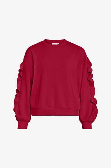 Vila Collegegenser viMentina Flounce O neck L/S Rød Vila Collegegenser viMentina Flounce O neck L/S Rød