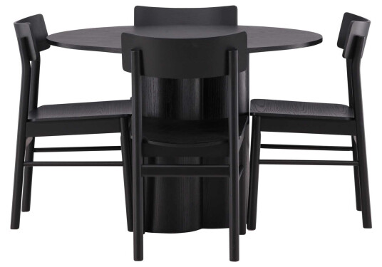 Venture Design Olivia & Montros spisegruppe Svart/svart 4 stoler & bord 110 cm