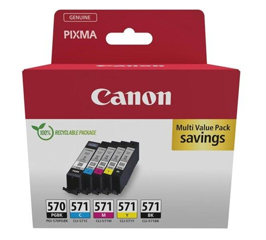 Canon 0372C006 / 570/CLI-571 - Black/Cyan/Magenta/Yellow ink cartridge - Blekkpatron Svart Canon 0372C006 / 570/CLI-571 - Black/Cyan/Magenta/Yellow ink cartridge - Blekkpatron Svart