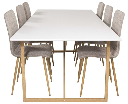 Venture Design Palace & Windu spisegruppe Hvit/grå 6 st stoler & bord 240 x 100 cm