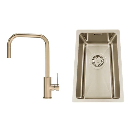 Kjøkkenvask Nordic Tech Titan 230 X med Kjøkkenbatteri Steel Accent Square D Kjøkkenvask Nordic Tech Titan 230 X med Kjøkkenbatteri Steel Accent Square D