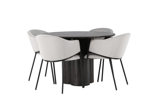 Venture Home Olivia Matgruppe 110 cm Rund med 4 Evelina Stoler Sort