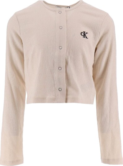 Calvin Klein Cardigan Light Crinkle Whitecap Grå Calvin Klein 14 år 164 Cardigan Beige