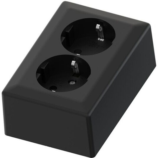 Namron Classic Stikkontakt Dobbel Påvegg Jord Sort