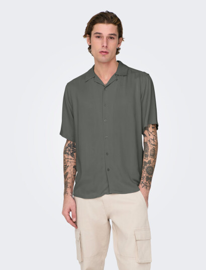 ONLY & SONS Onsdash Life Reg Res Ss 001 Shirt Noos - Grey - S