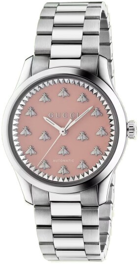 Gucci Dameklokke YA1264188 G Timeless Rosa/Stål Ø38 mm