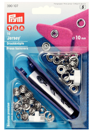 Trykknapper jersey 10 stk x 10 mm sølv