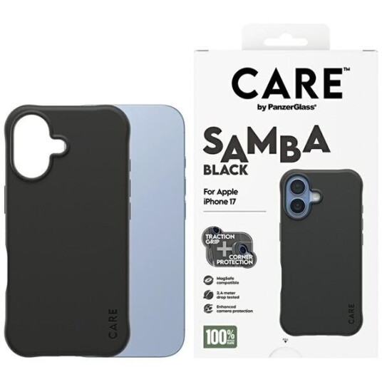 CARE by PanzerGlass Samba MagSafe Mobildeksel for iPhone 17 - Svart CARE by PanzerGlass Samba MagSafe Mobildeksel for iPhone 17 - Svart