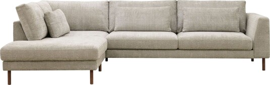 Florenz 4 seters Venstrevendt L formet Sjeselongsofa i Stoff Grå / Beige