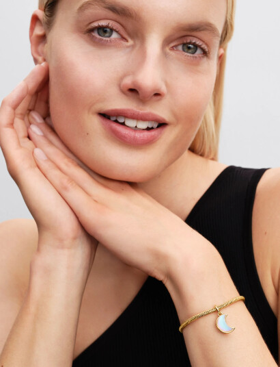 Pandora Moon 14K Gold-Plated Dangle With Clear Cubic Zirconia And Moonstone Iridescent Glass - Gold - ONE SIZE