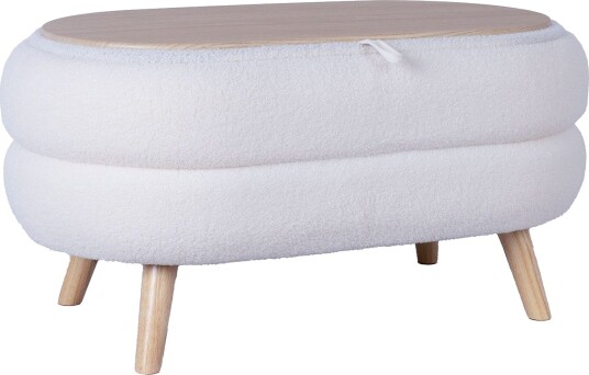 Puff/bord HOME4YOU Hana 87x48,5x46 cm Hvit, med oppbevaring - Hvit