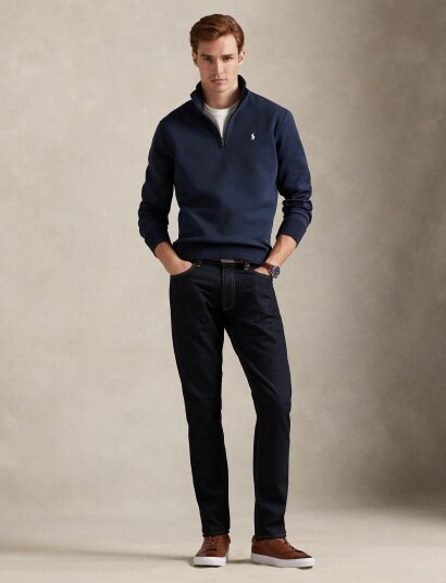 Polo Ralph Lauren Double Knit Quarter Zip Pullover Navy S