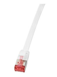 LogiLink - Patch Cable Flat Cat.6 Shielded (PIMF) SlimLine, white, 15m