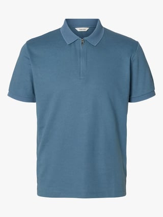 Selected Homme Selected Homme Fave Zip Short Sleeve Polo Blå S