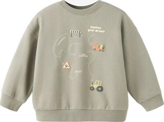 Mango Printed Boxy-Fit Sweatshirt DARK GREEN 9-12M