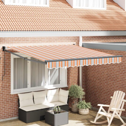 Manuell Uttrekkbar Markise Flerfarge Stripe 350x250 cm