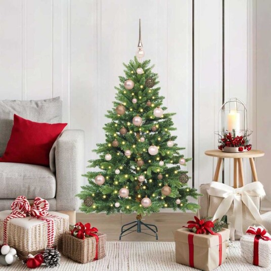 Kunstig juletre med 150 LED med stativ grønn 120 cm PE og PVC