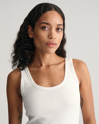 Ribbestrikket tanktop WHITE M