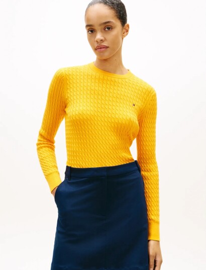 Tommy Hilfiger Co Cable Fine Gg C Nk Ls Sweater Yellow XS