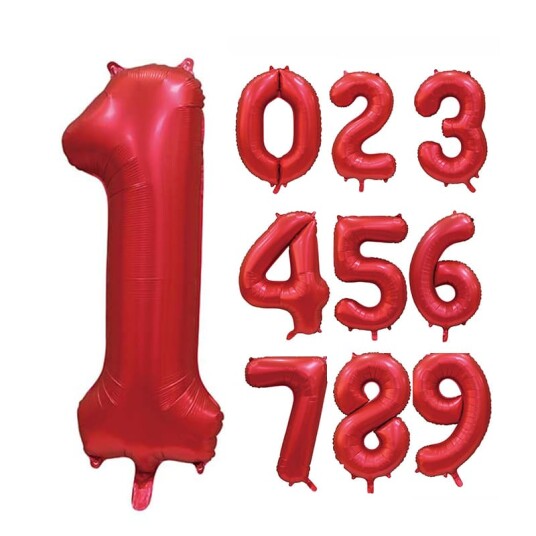 Globos Folieballong tall sateng rød 86 cm