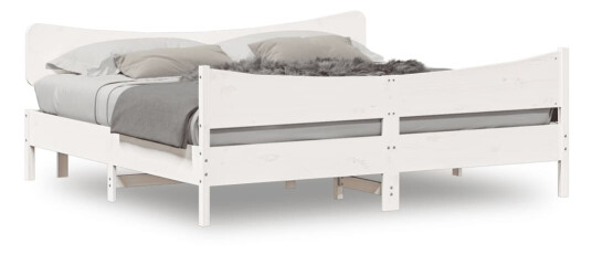 Sengeramme med hodegavl hvit 180x200 cm heltre furu 8721012454750